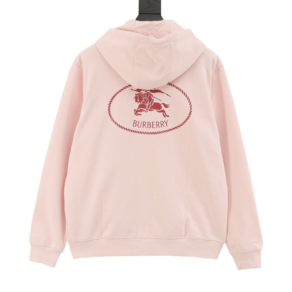 Burberry Women's & Men's Pink Equestrian Knight Logo Zip-Up Hoodie