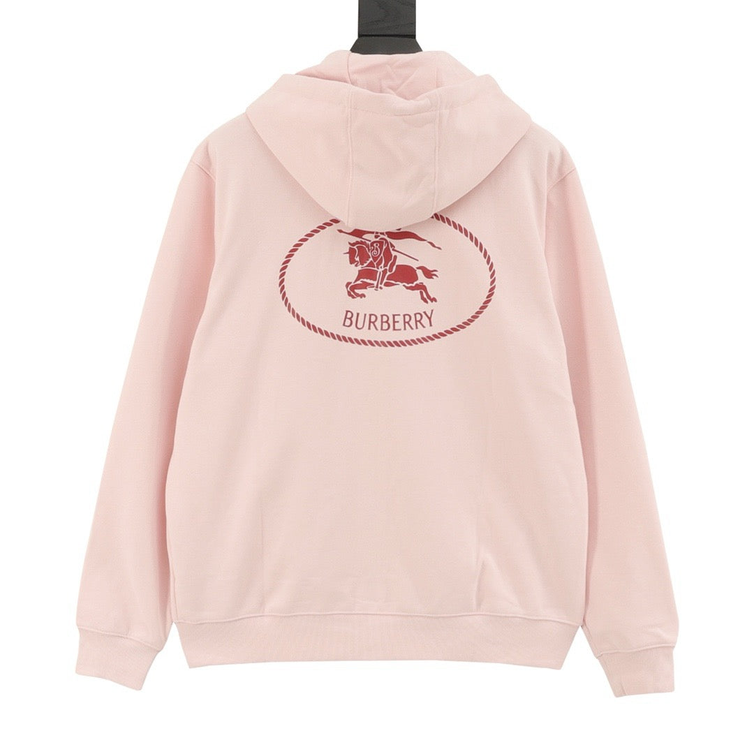 Burberry Women's & Men's Pink Equestrian Knight Logo Zip-Up Hoodie