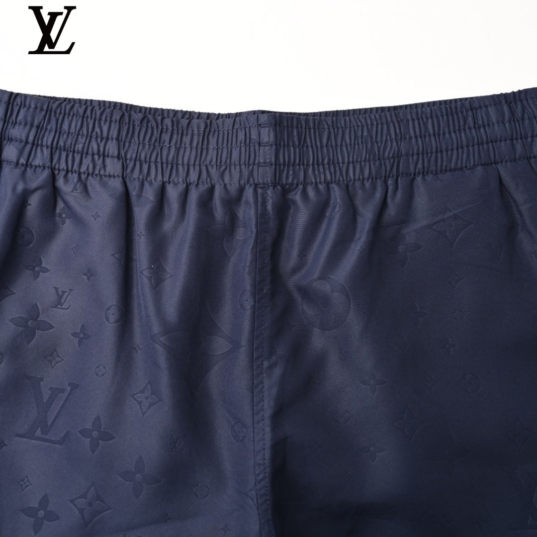 Louis Vuitton Navy Embossed Monogram Elastic Waist Shorts
