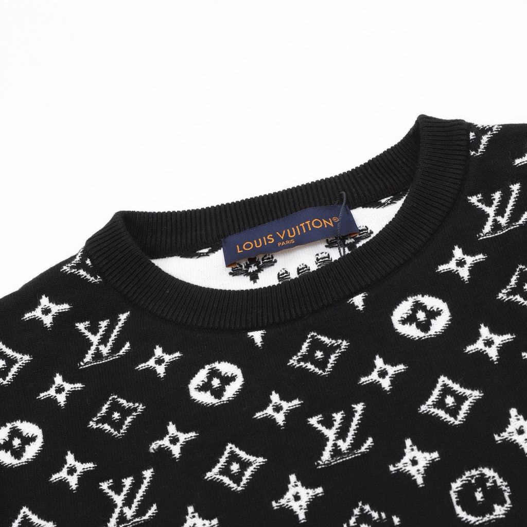 Louis Vuitton Women's Men's Black and White Gradient Monogram Crewneck Sweater