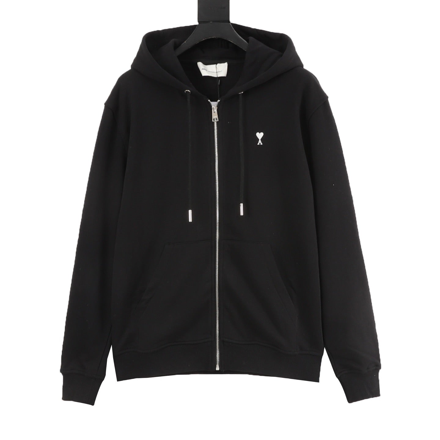 AMI Paris Ami de Cœur Zip-Up Hoodie — Black, Heart Logo