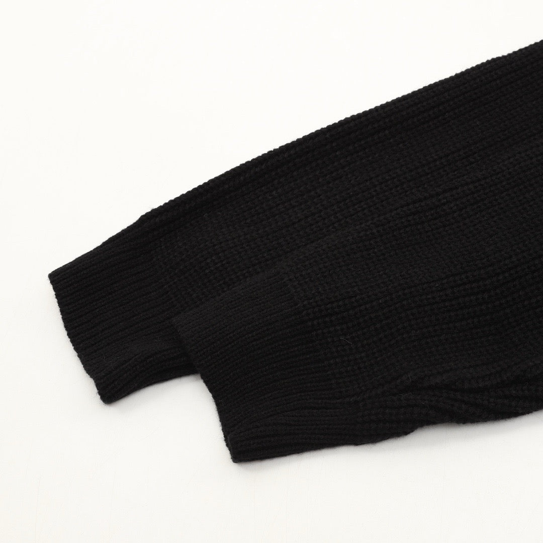 Celine Women's Men's Black Triomphe Logo Knit Hoodie