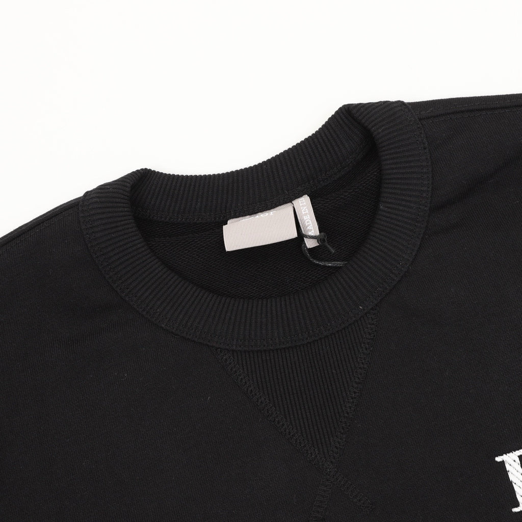 Moncler Women's & Men's Black Logo Crewneck Sweatshirt with Sleeve Lettering