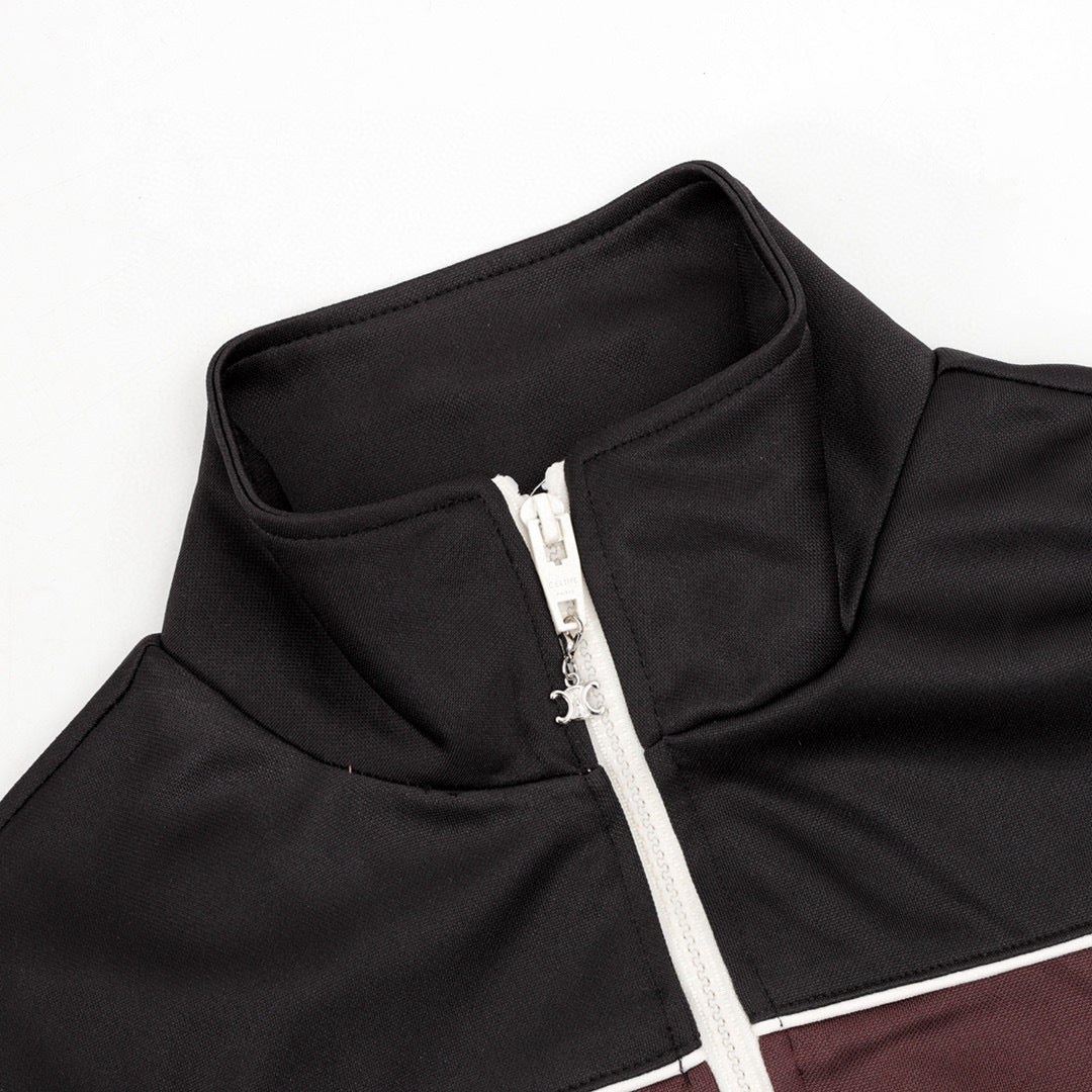 Celine Arc de Triomphe Tri-Colour Block Varsity Bomber Jacket