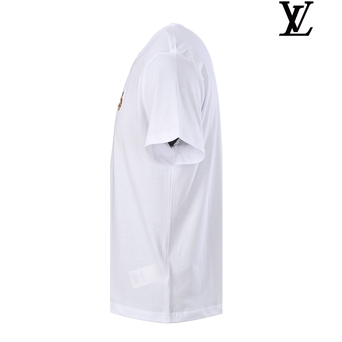 Louis Vuitton Men's White T-Shirt with Gold Embroidery