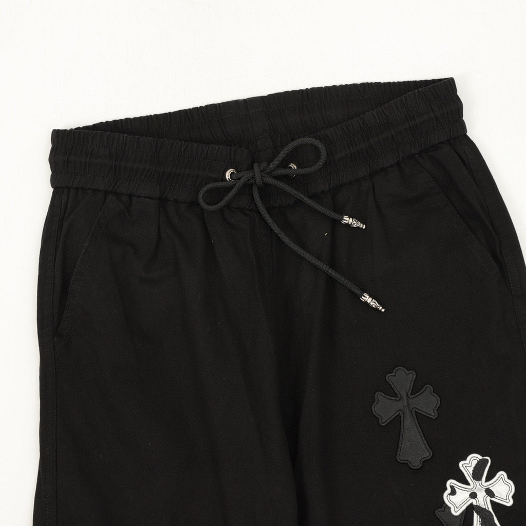 CH Trousers with Side Leather-Patch Cross Appliqué and Embroidery
