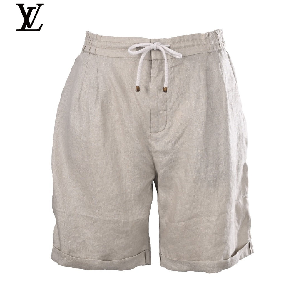 Louis Vuitton Men's Beige Linen Drawstring Shorts