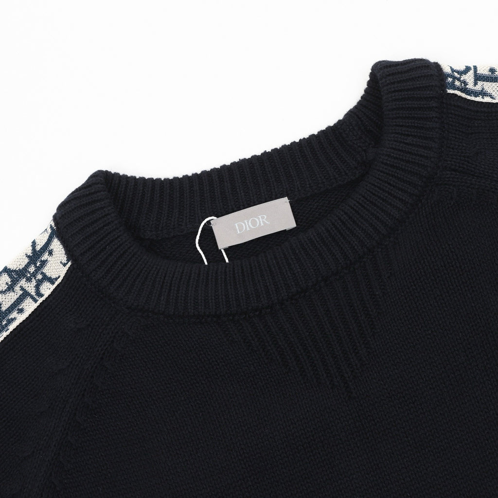 Dior Women's Men's Black Oblique Stripe Crewneck Sweater