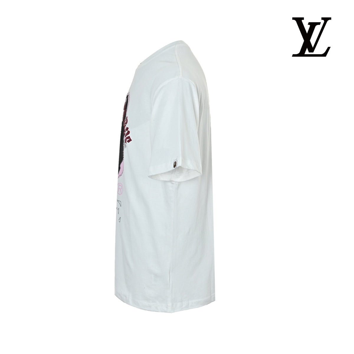 BAPE Men's White Rhinestone Portrait Print T-Shirt