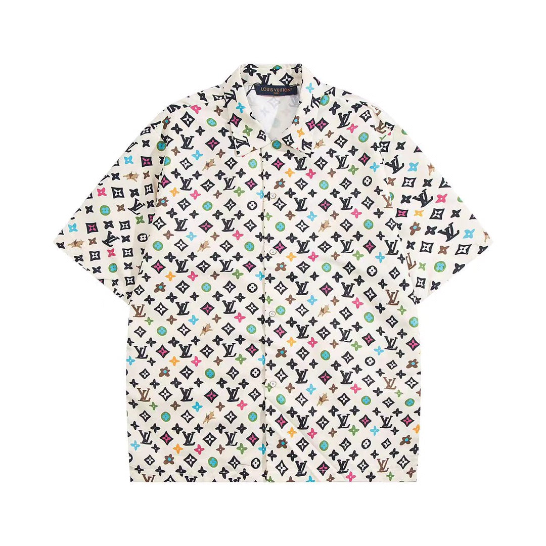Louis Vuitton Multicolor Graffiti Monogram Short-Sleeve Shirt in White