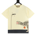 Gucci Men's Cream Basketball Dinosaur Graphic Print T-Shirt