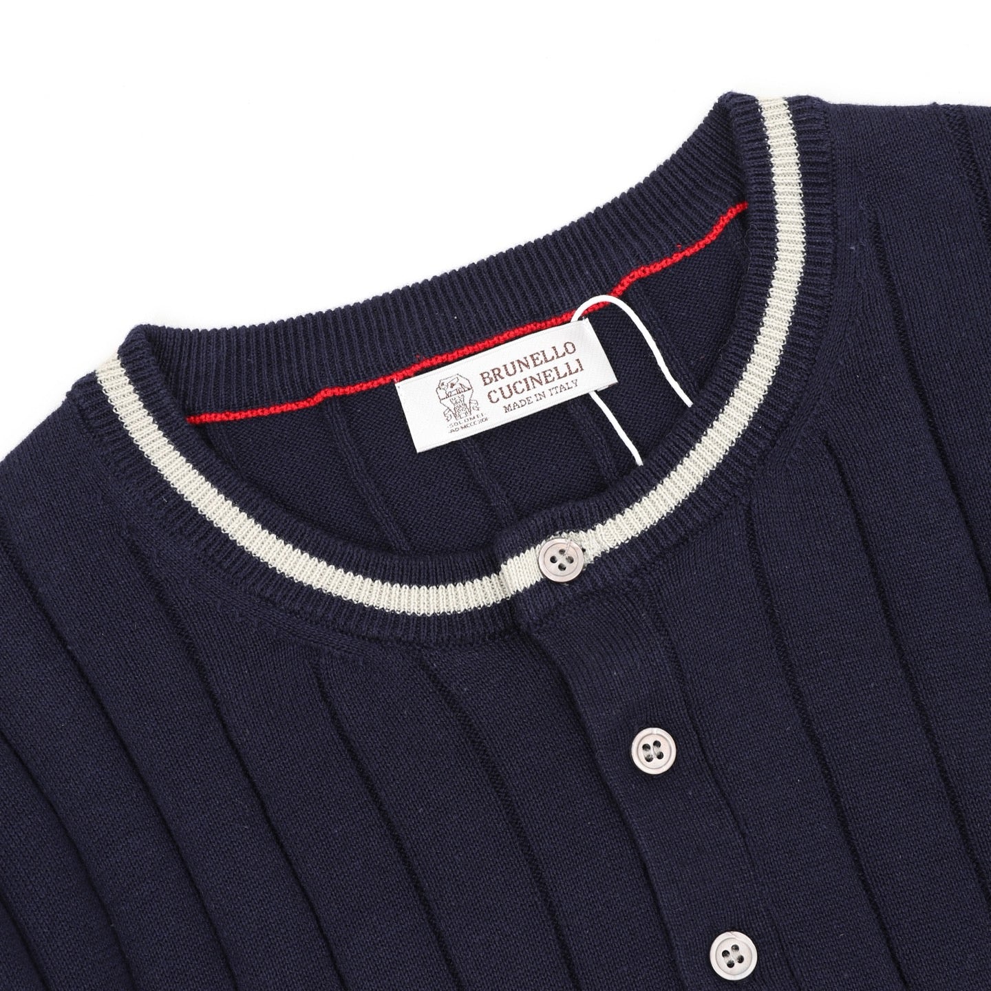 Brunello Cucinelli Striped Patchwork Knit Short-Sleeve Top
