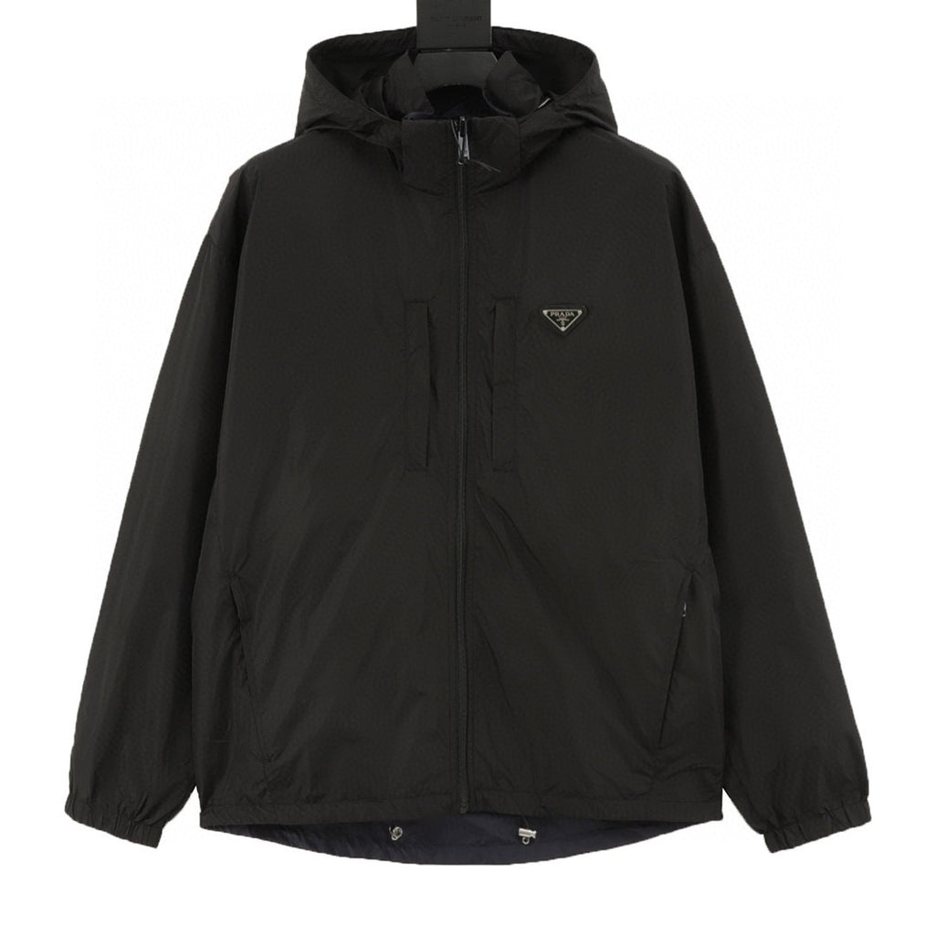 Prada Re-Nylon Triangle Logo Reversible Hooded Jacket