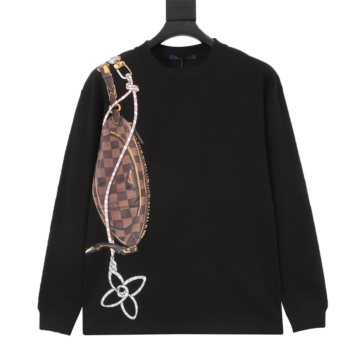 Louis Vuitton Women's Men's Black Rope Strap Print Long-Sleeve T-Shirt