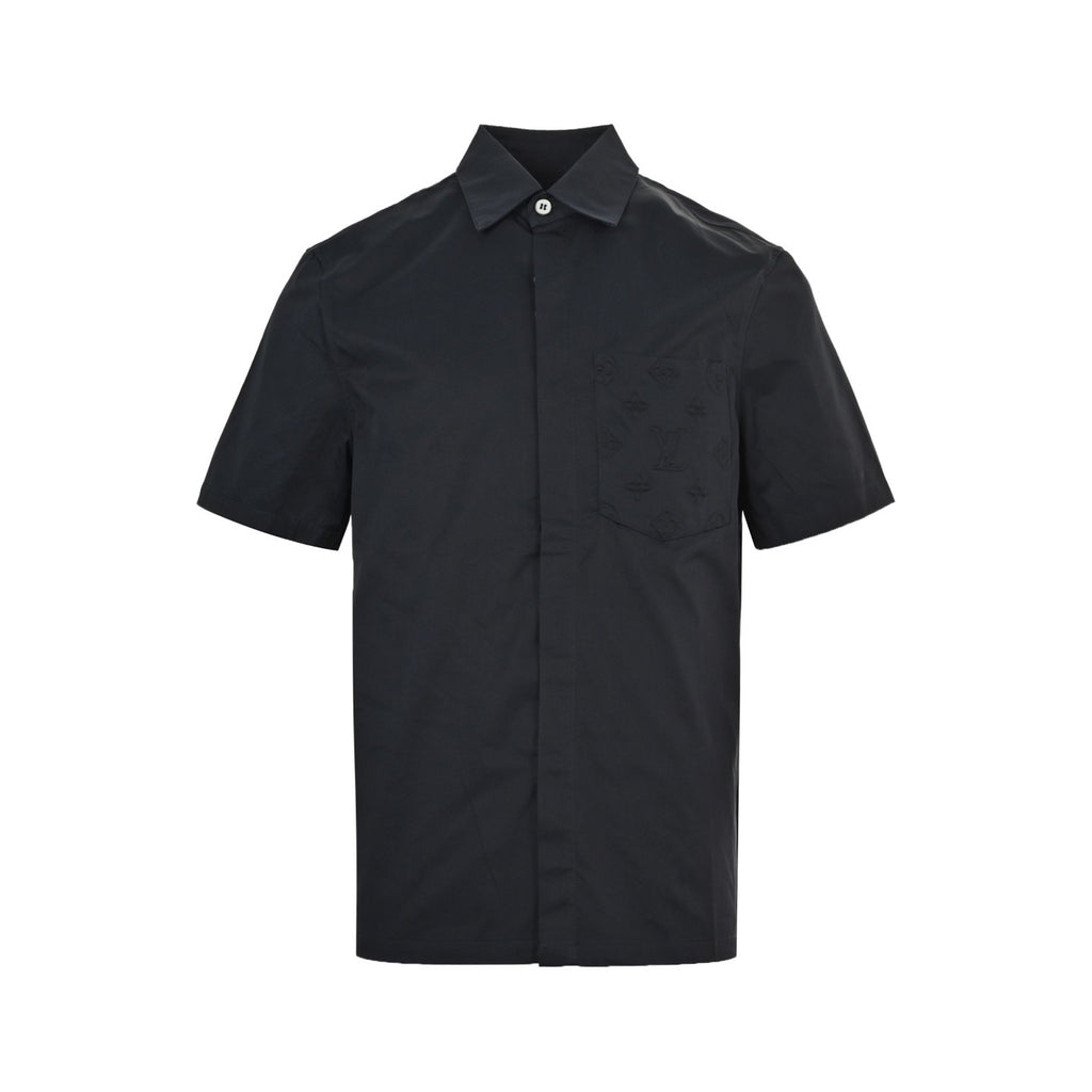 Louis Vuitton Women's / Men's Embossed-Pocket Short-Sleeve Shirt in Black