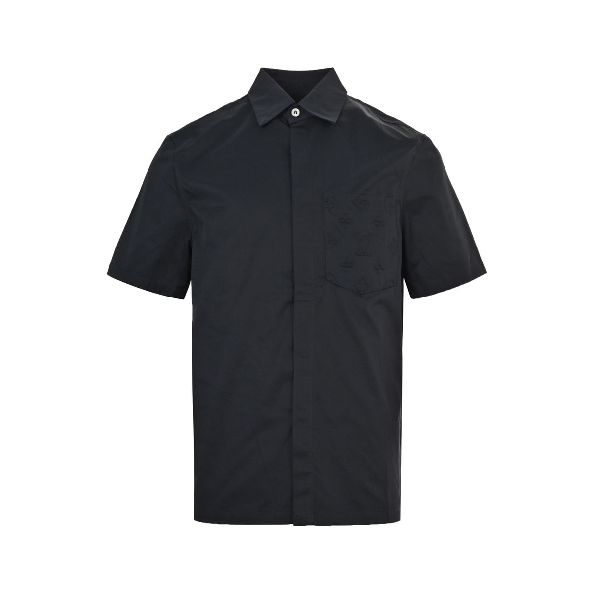 Louis Vuitton Women's / Men's Embossed-Pocket Short-Sleeve Shirt in Black