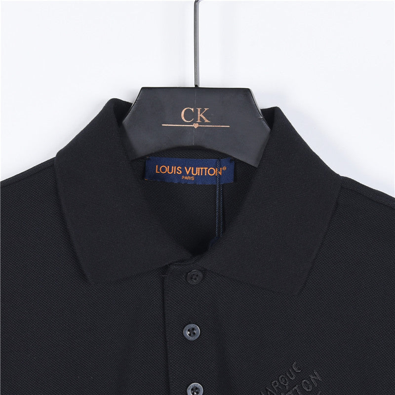 Louis Vuitton Embossed Logo Short-Sleeve Polo Shirt in Black