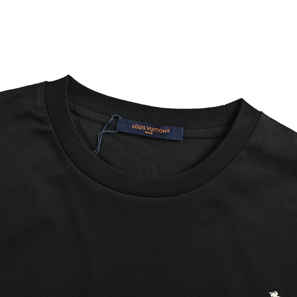 Louis Vuitton Distressed-Effect LV Floral Short-Sleeve T-Shirt in Black