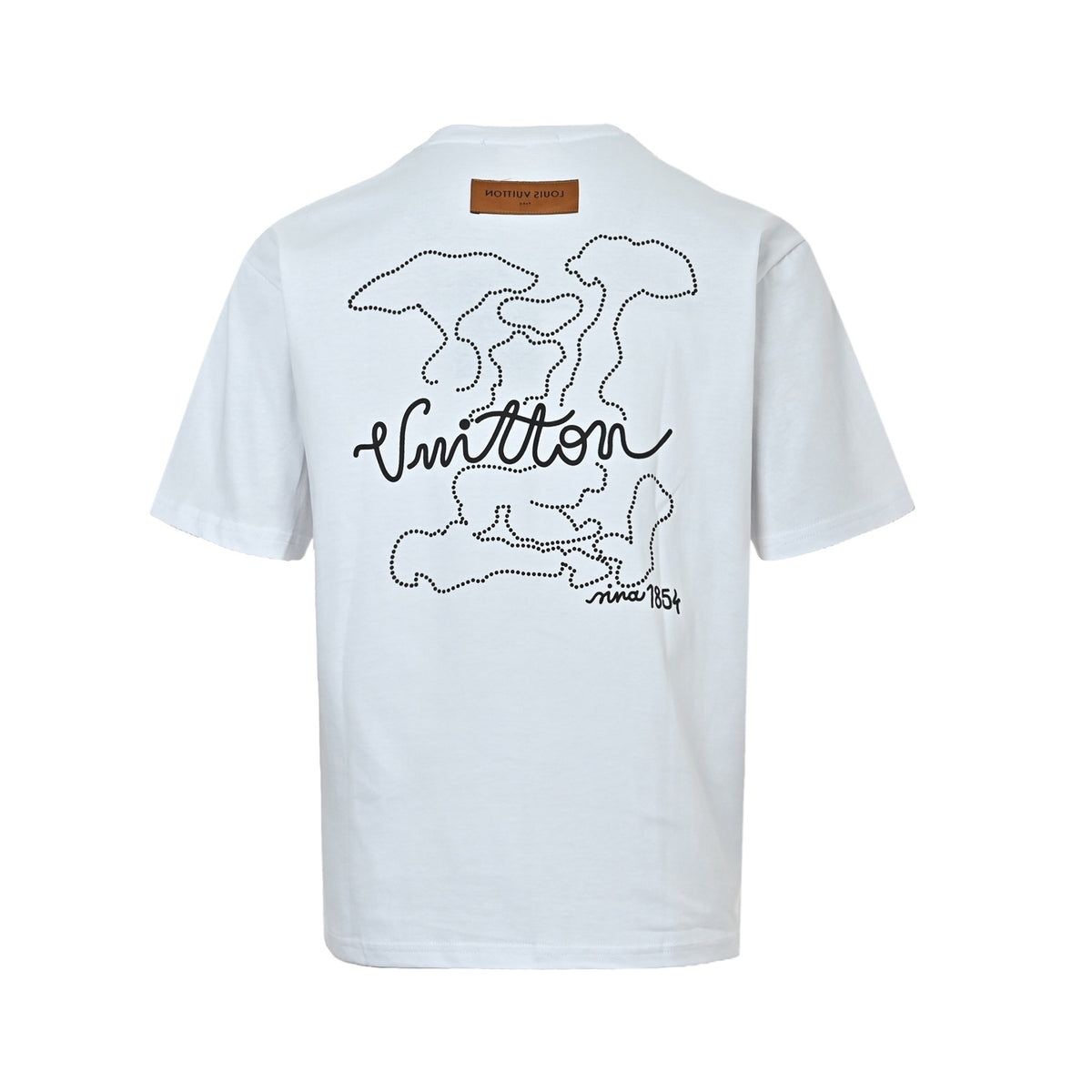 Louis Vuitton Line-Drawing LV Embroidered Short-Sleeve T-Shirt in White