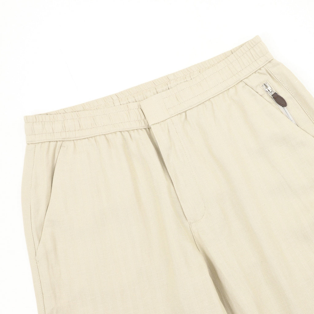Loewe Women's Men's Beige Elastic-Waist Linen Trousers