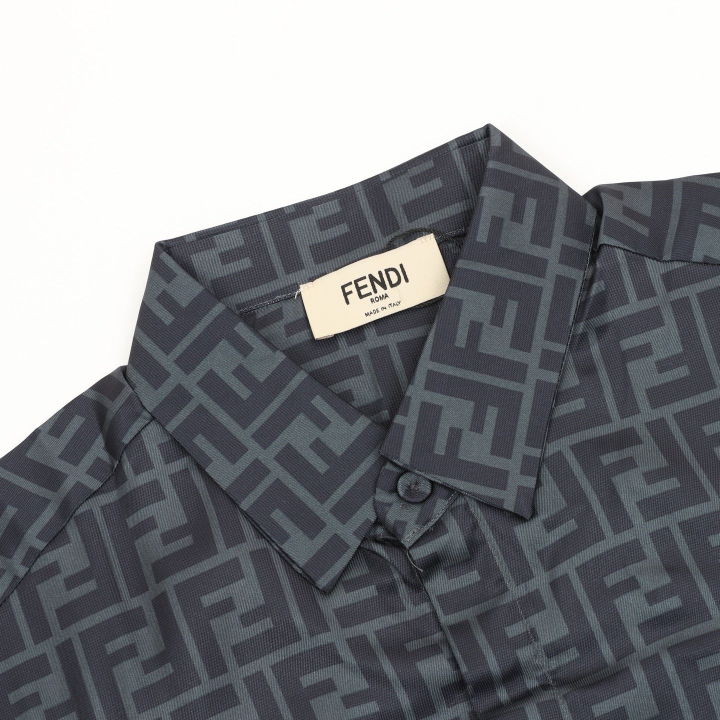 Fendi Classic All-Over FF Monogram Shirt | Dark Grey Tonal Luxury Long Sleeve