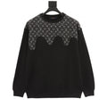 Louis Vuitton LV Monogram Denim Jacquard Circle Patchwork Crewneck Long-Sleeve Top