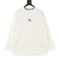 Burberry Equestrian Knight Embroidery Long-Sleeve Top — Black, Cobalt Detail