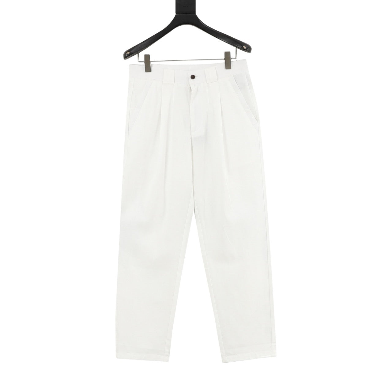 Brunello Cucinelli Panama Weave Pleated Trousers — Cotton-Linen, White