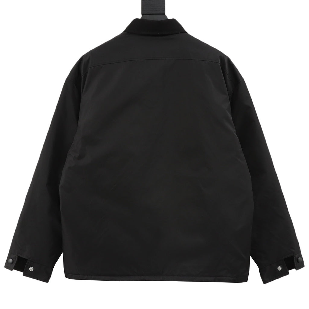 Prada Triangle Logo Dual-Texture Flap Pocket Stand Collar Snap Jacket