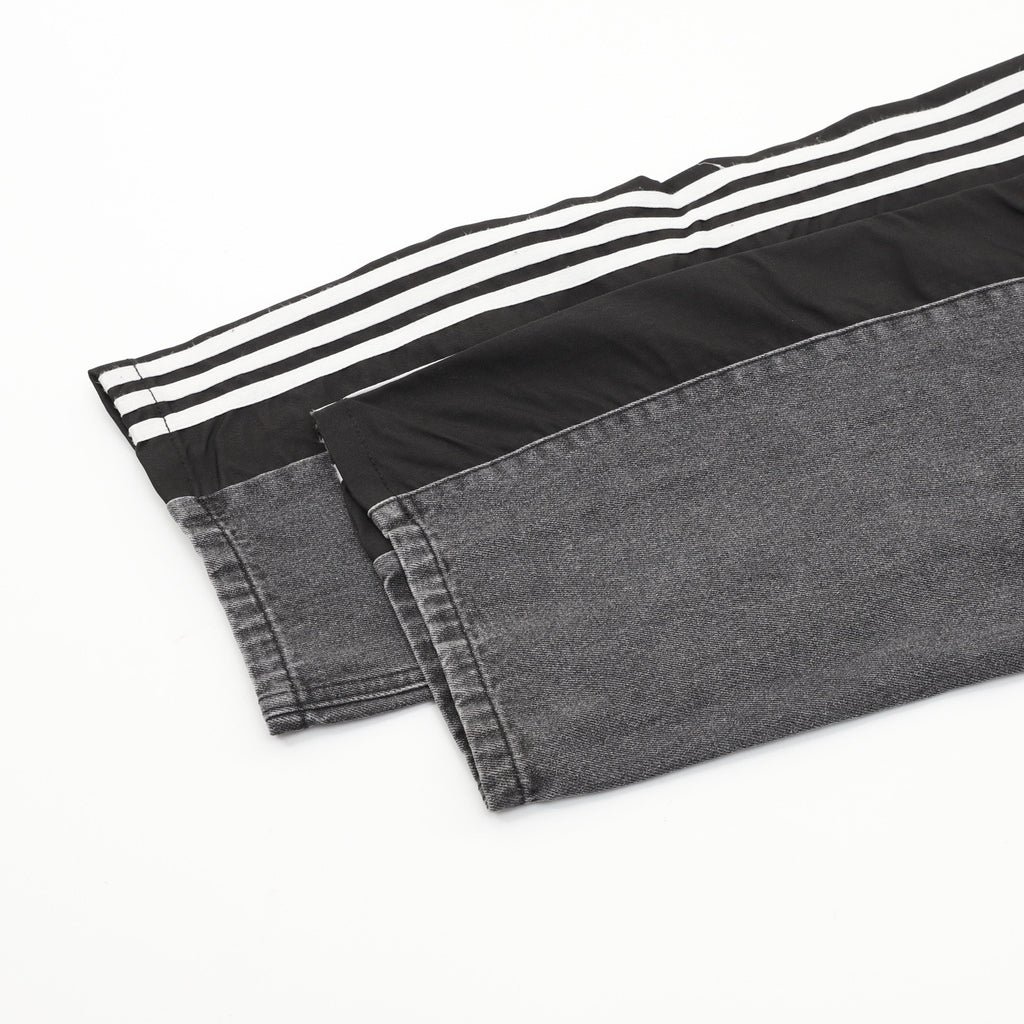 adidas Originals Women's Men's Indigo Side-Stripe Panelled Wide-Leg Denim Jeans
