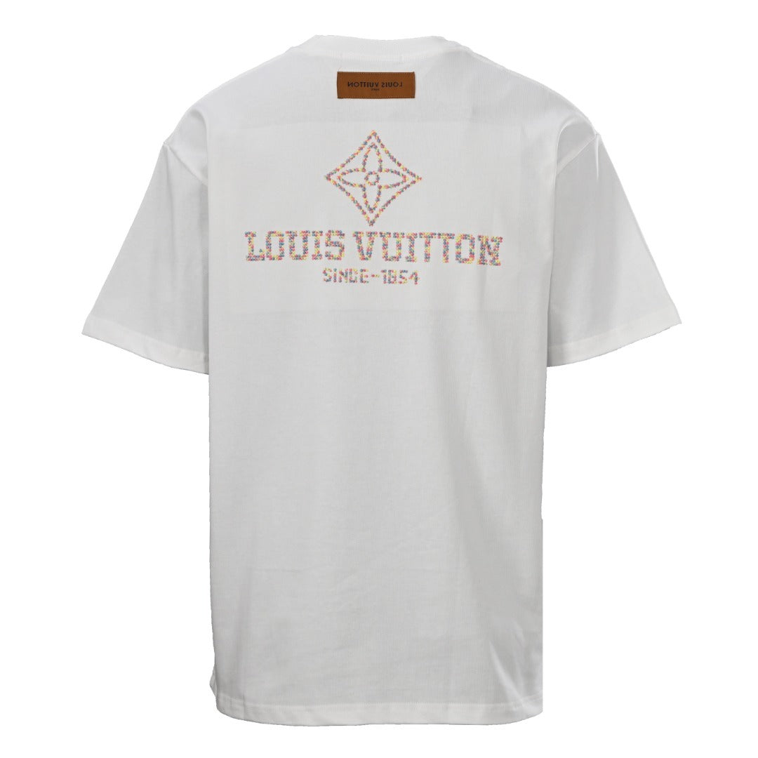 Louis Vuitton Multicolor Diamond Monogram Short-Sleeve T-Shirt in White