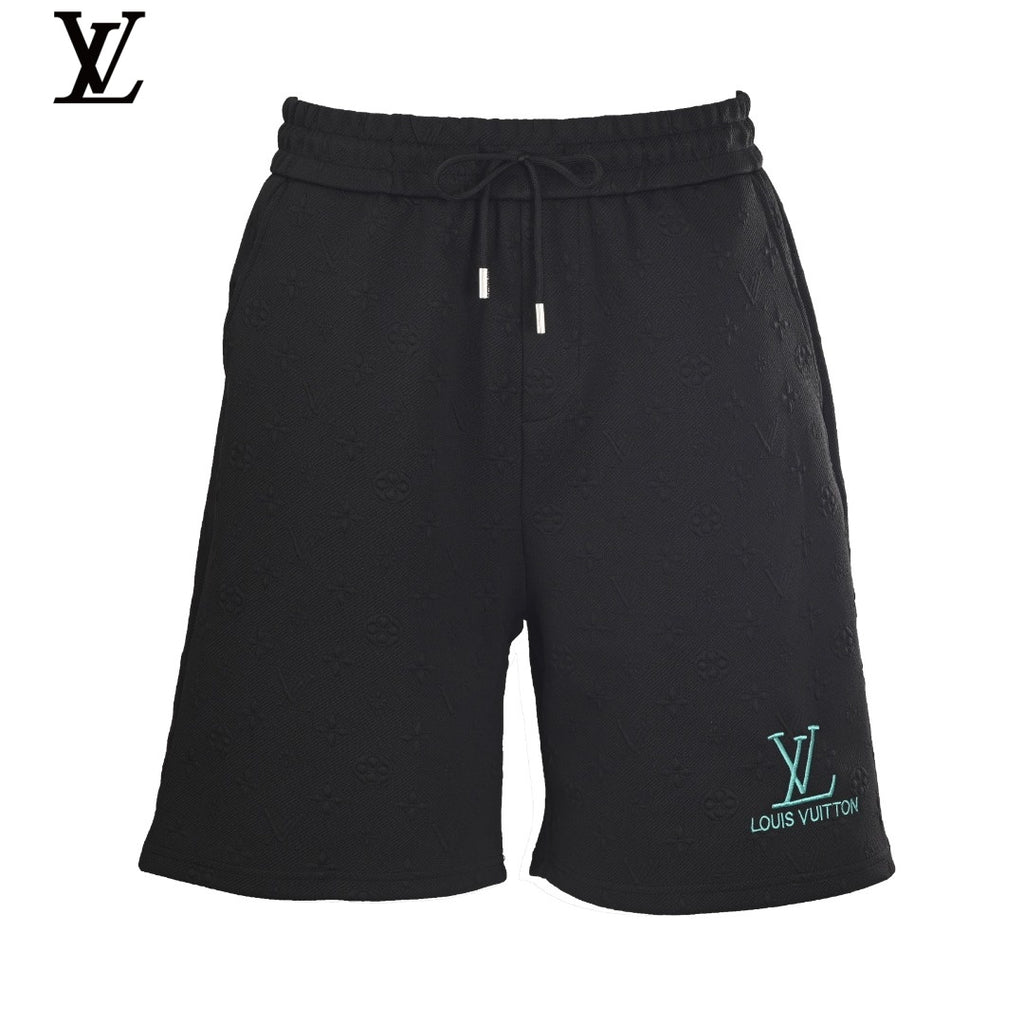 Louis Vuitton Black Embossed Monogram Drawstring Shorts