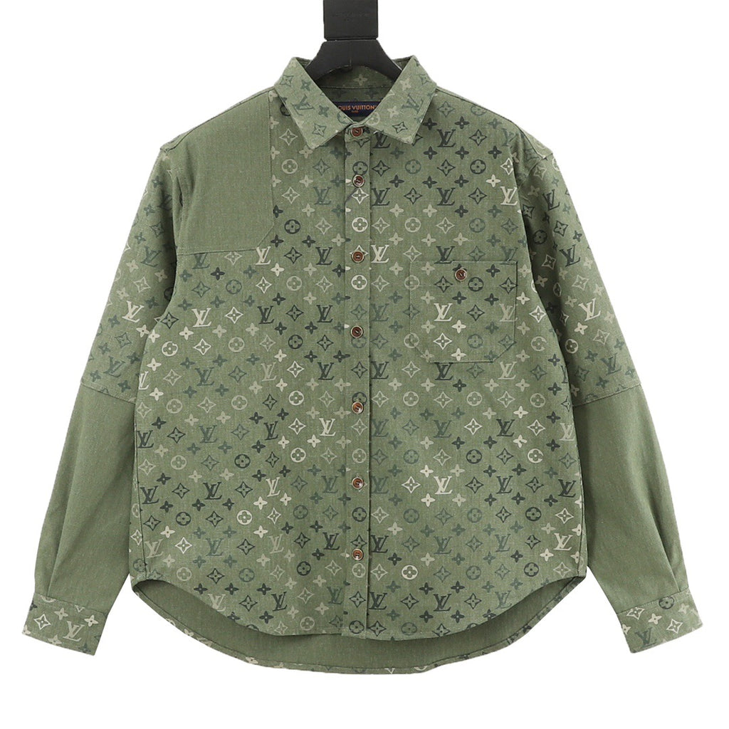 Louis Vuitton LV Monogram Denim Print Contrast Sleeve Overshirt Jacket