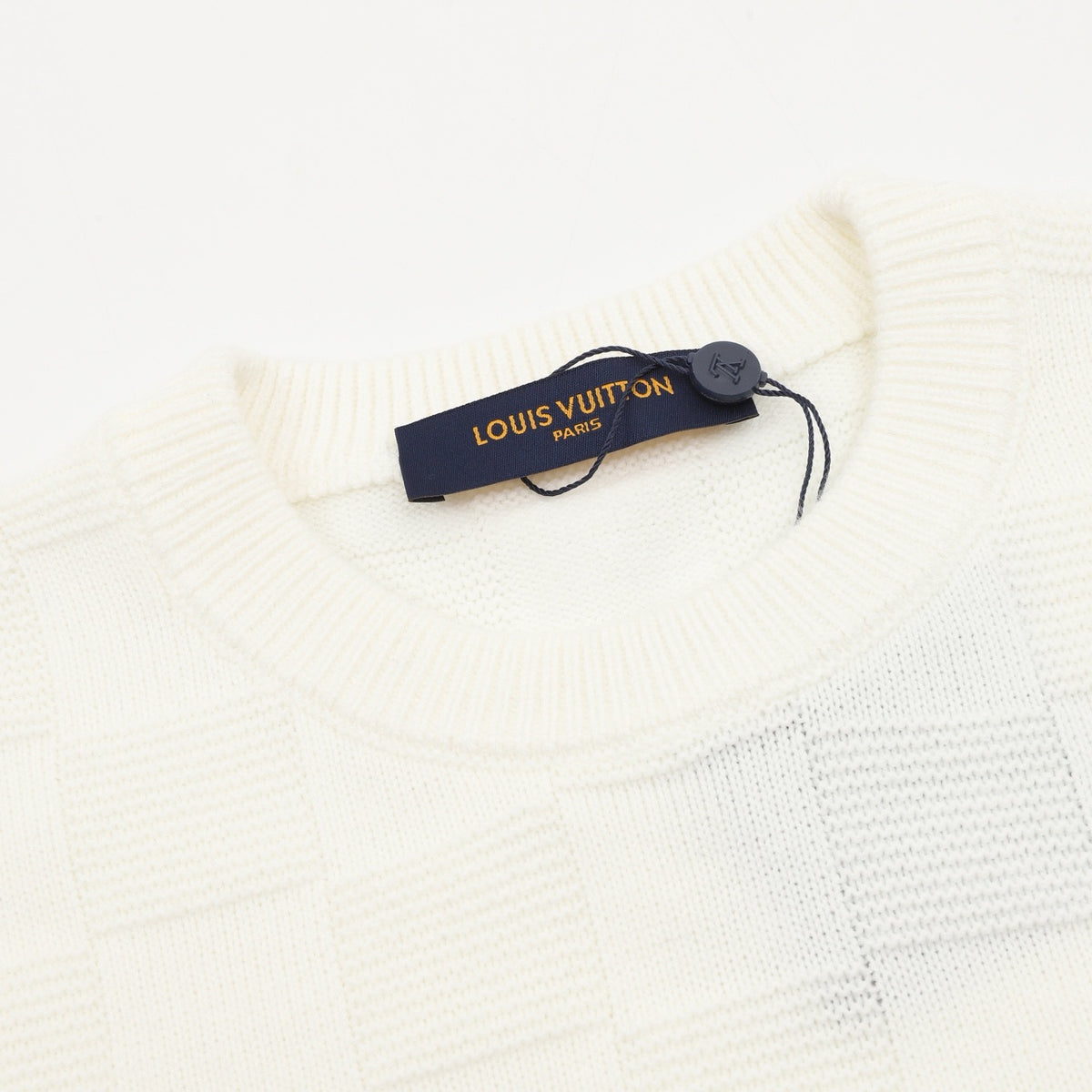 Louis Vuitton Women's Men's White Checkered Crewneck Knit Sweater