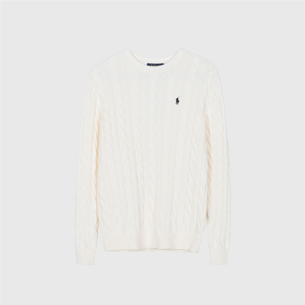 Polo Ralph Lauren Women's Men's White Cable Knit Crewneck Sweater