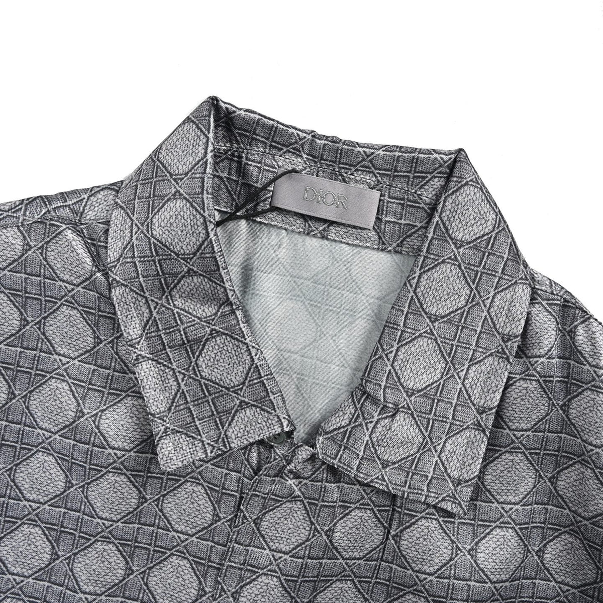 Dior Grey Geometric Print Short-Sleeve Shirt