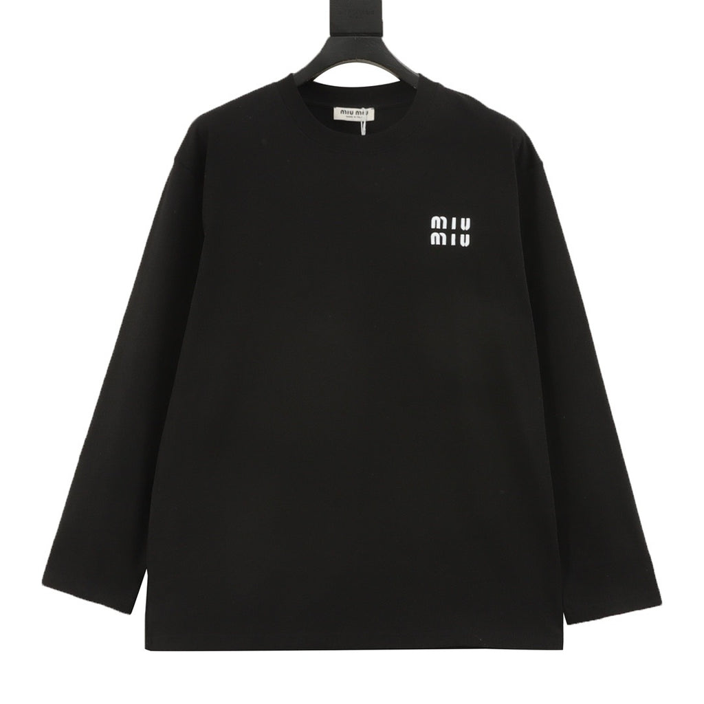 Miu Miu Women's Men's Black Logo Long-Sleeve T-Shirt