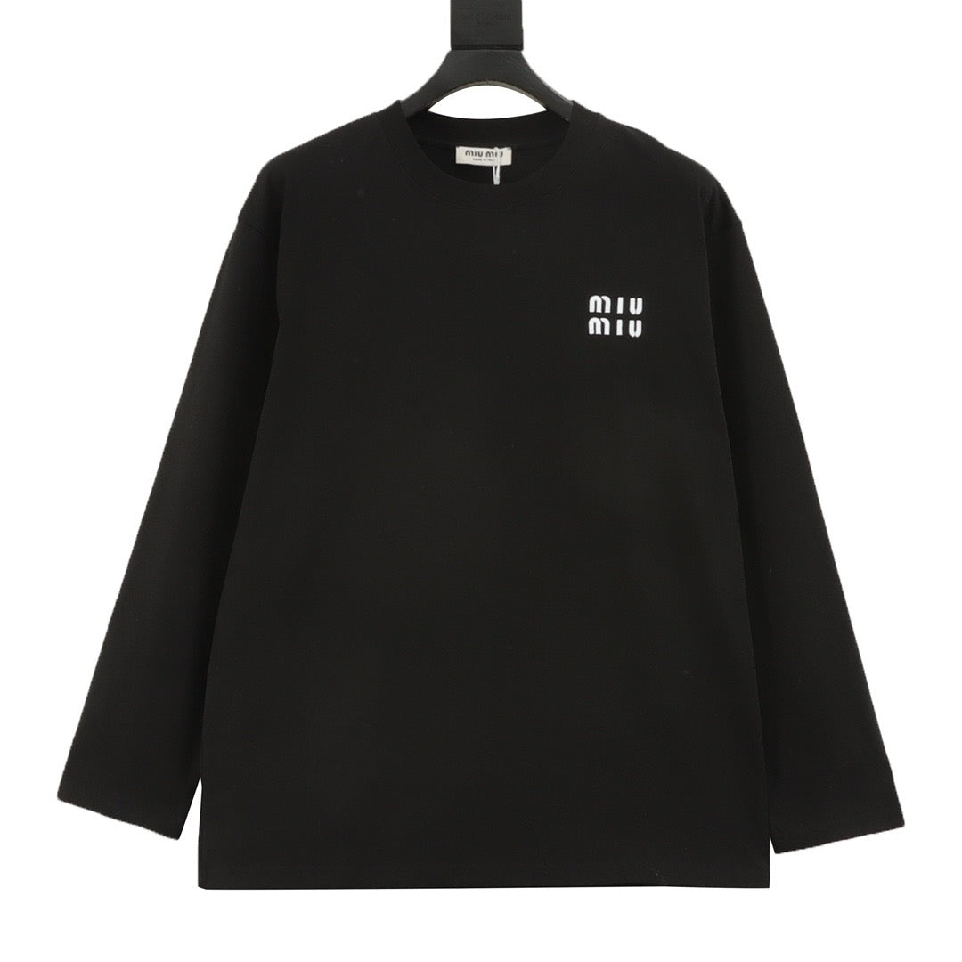 Miu Miu Women's Men's Black Logo Long-Sleeve T-Shirt