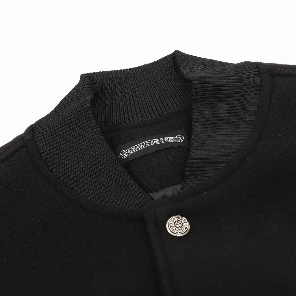 Chrome Hearts Women's Men's Black Cross-Embroidered Varsity Jacket