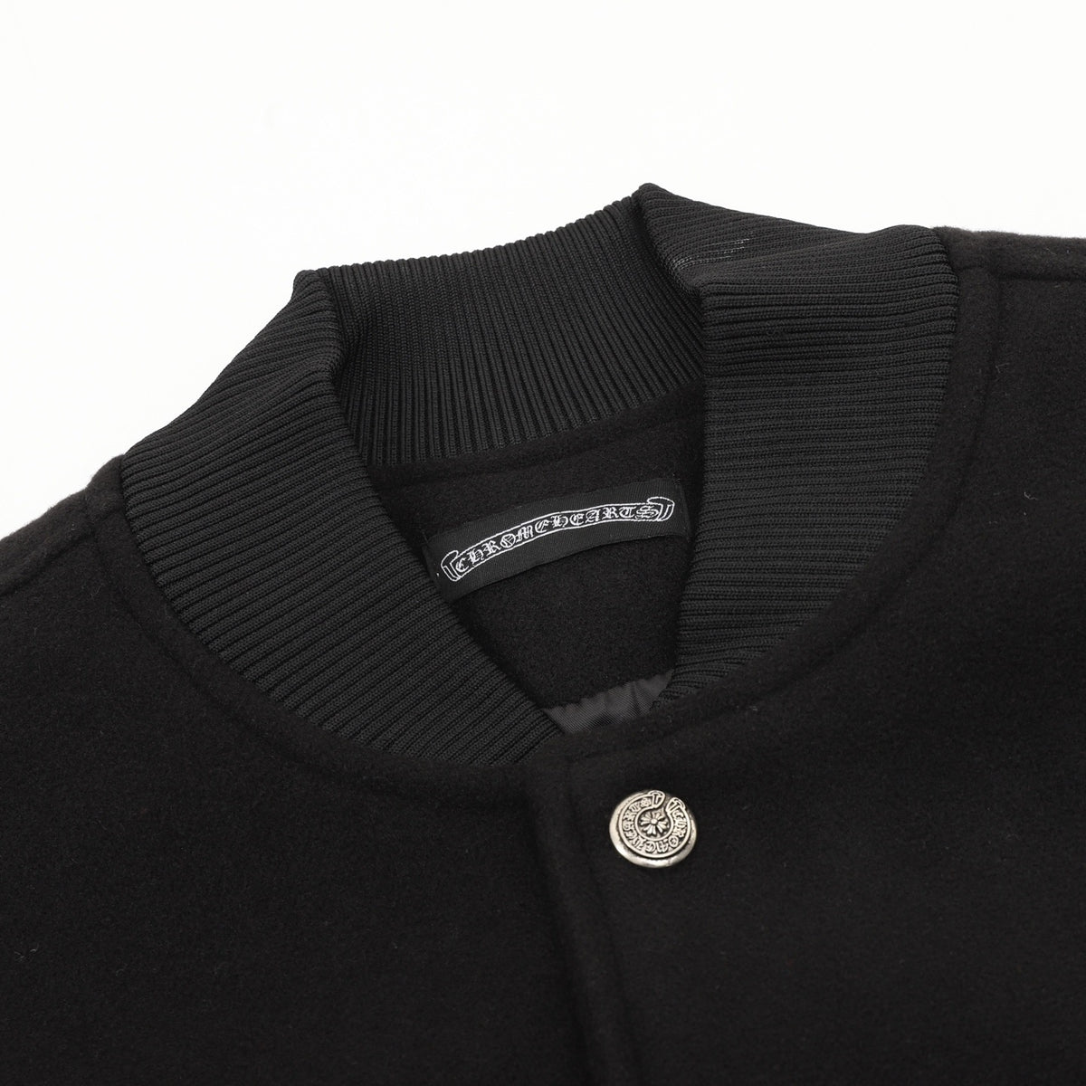 Chrome Hearts Women's Men's Black Cross-Embroidered Varsity Jacket