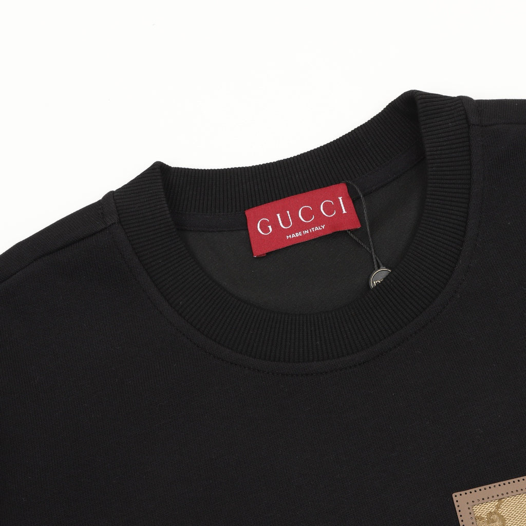 Gucci Women's Men's Black GG Pocket Patch Crewneck Sweatshirt