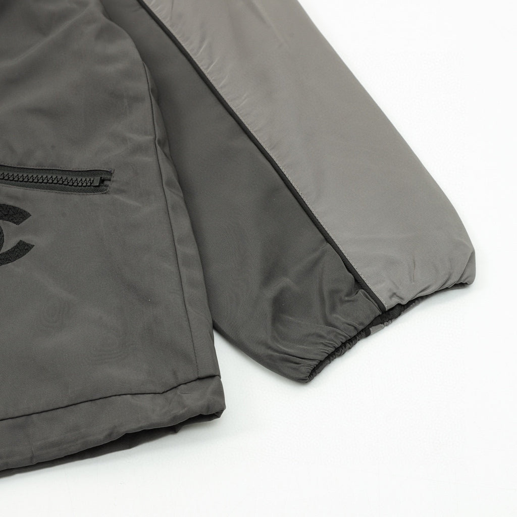 Chanel Vintage-Style Hooded Windbreaker with Embroidered Double-C Logo and Zipper Closure