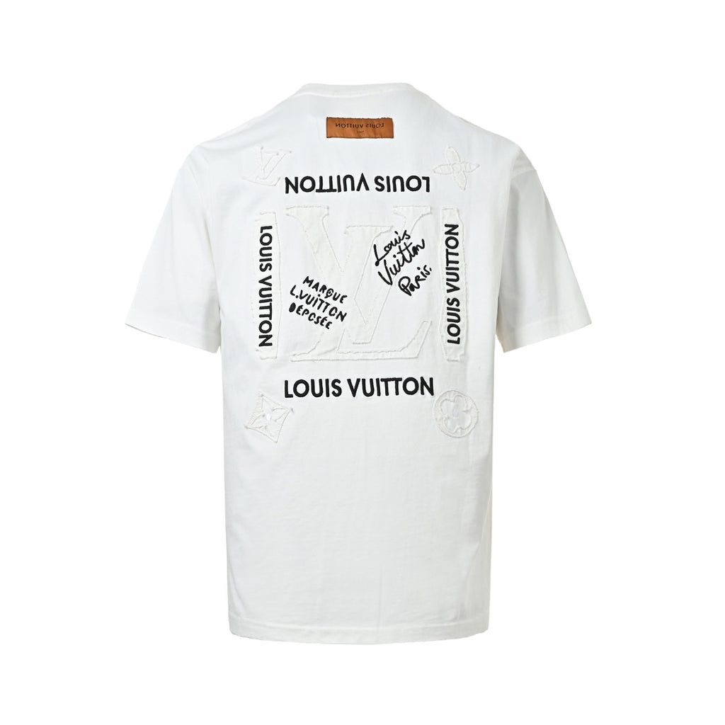 Louis Vuitton Small Signature Embroidered Short-Sleeve T-Shirt in White