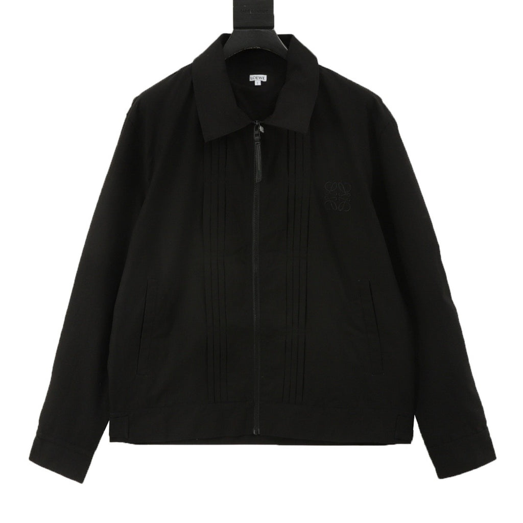 LOEWE Women's & Men's Black Anagram Logo Collared Zip-Up Jacket