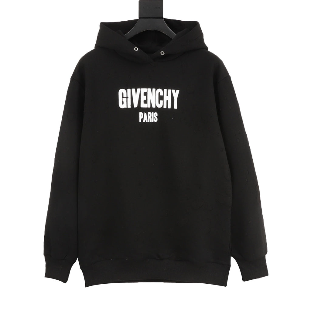 Givenchy Distressed Small Letter Print Hoodie