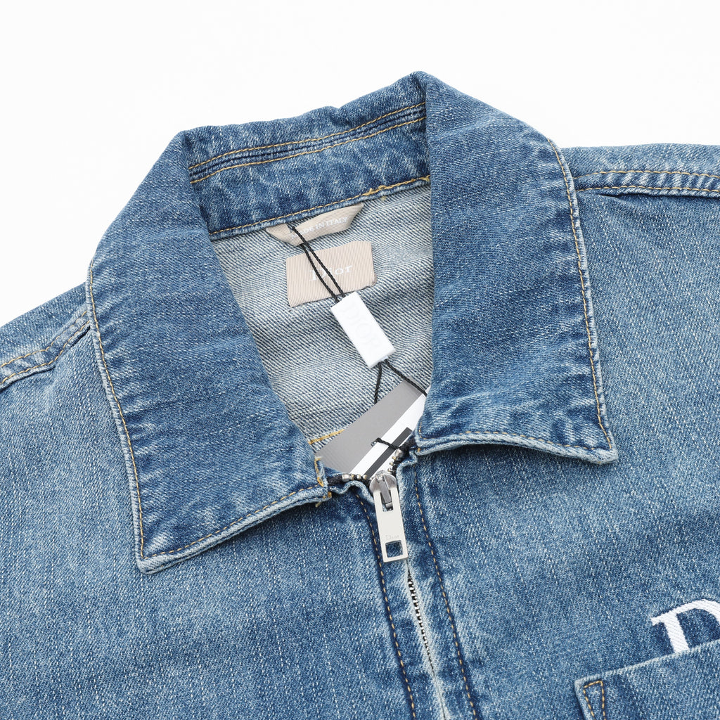 Dior CD Embroidered Pocket Zip-Up Denim Jacket