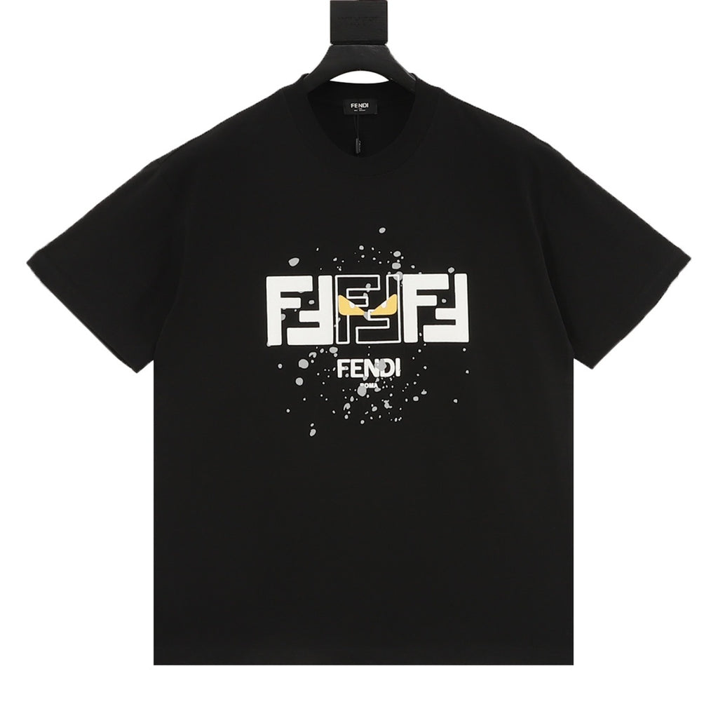 Fendi FF Monster Eyes Splash Print Short-Sleeve T-Shirt in Black