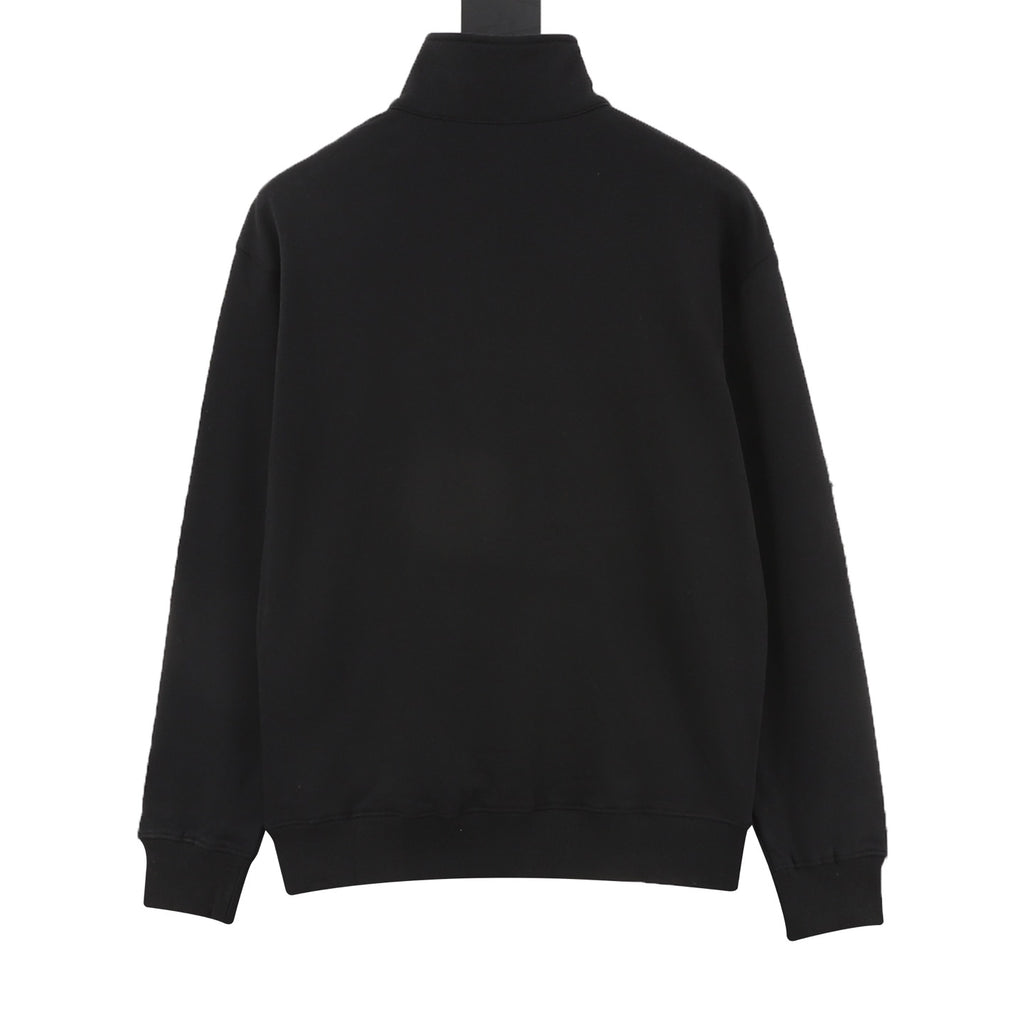 Burberry Women's Men's Black Equestrian Knight Half-Zip Sweatshirt