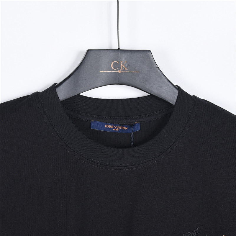 Louis Vuitton Paper Plane Embroidered Short-Sleeve T-Shirt in Black