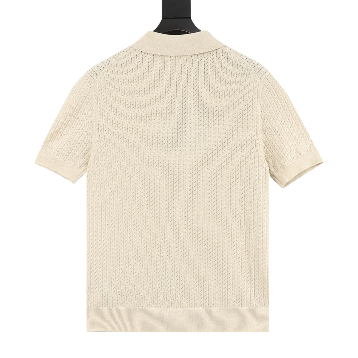 Loro Piana Openwork Knit Short-Sleeve Polo in Cream